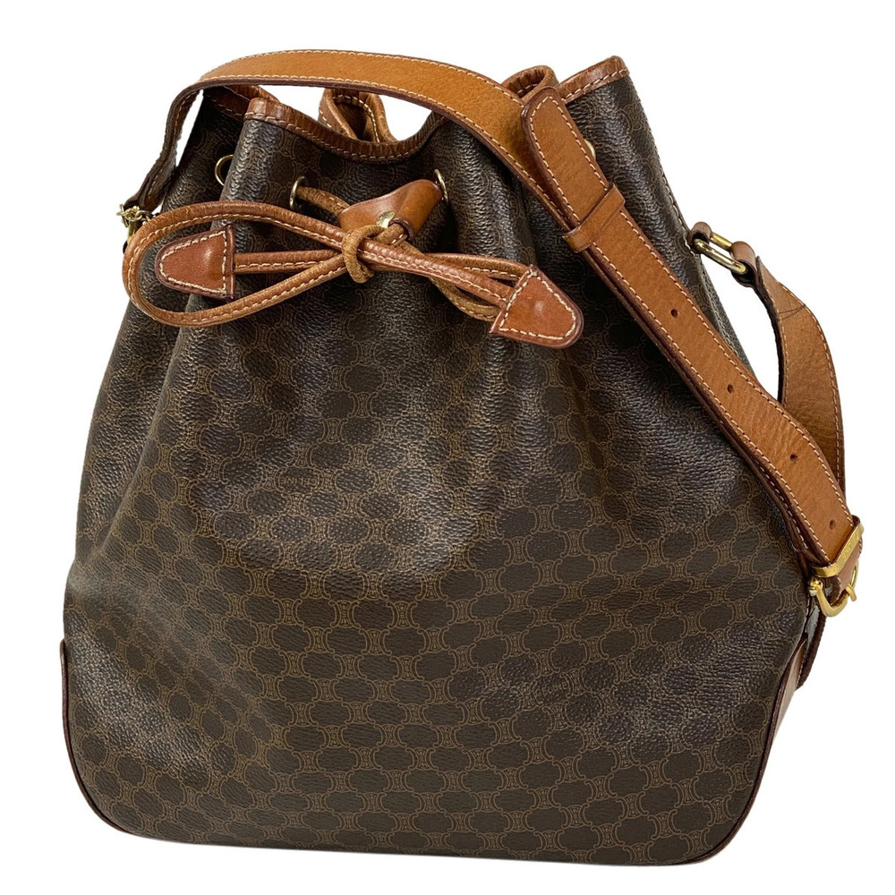 Celine Macadam shoulder bag drawstring logo all over brown - Picture 1 of 5